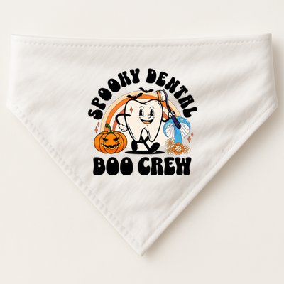 Spooky Dental Boo Crew Retro Halloween Dentist Office Humor Gift USA-Made Doggie Bandana