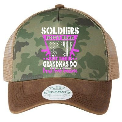 Soldiers Dont Brag Proud Army Grandma Military Grandmother Great Gift Legacy Tie Dye Trucker Hat