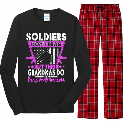 Soldiers Dont Brag Proud Army Grandma Military Grandmother Great Gift Long Sleeve Pajama Set