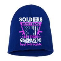 Soldiers Dont Brag Proud Army Grandma Military Grandmother Great Gift Short Acrylic Beanie