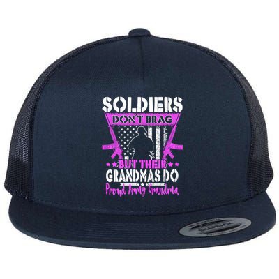 Soldiers Dont Brag Proud Army Grandma Military Grandmother Great Gift Flat Bill Trucker Hat