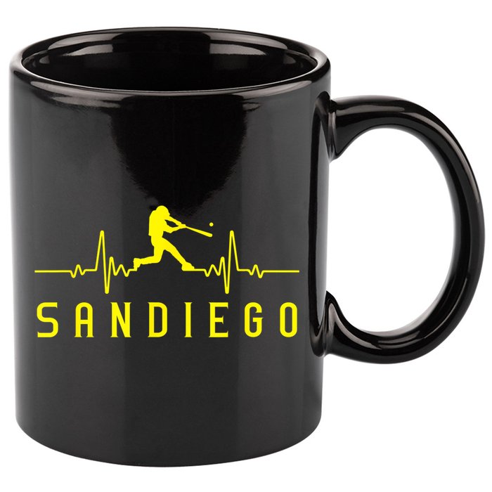San Diego Baseball Heartbeat SD Game Day Padre 11oz C Handle Ceramic Mug
