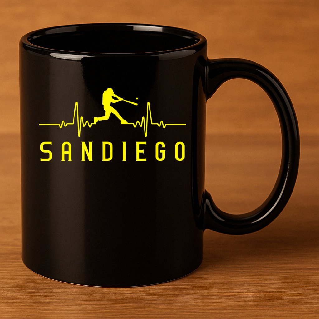 San Diego Baseball Heartbeat SD Game Day Padre 11oz C Handle Ceramic Mug