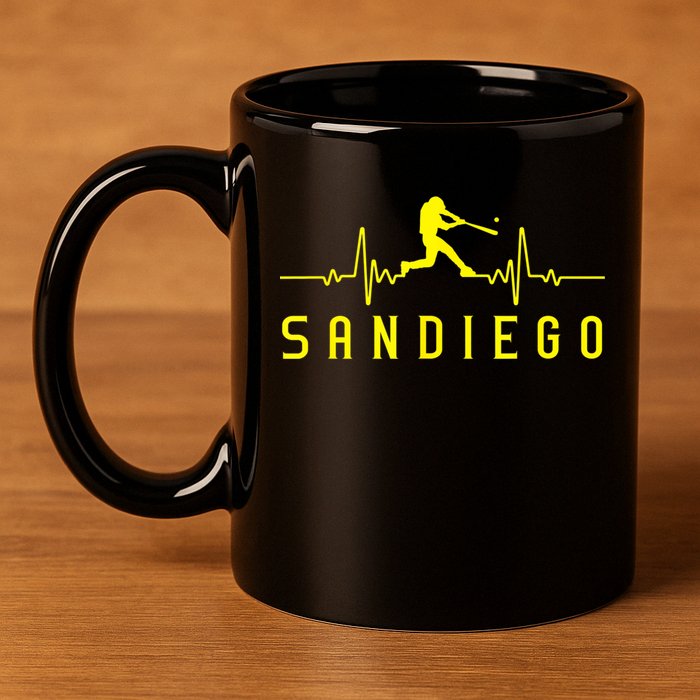 San Diego Baseball Heartbeat SD Game Day Padre 11oz C Handle Ceramic Mug