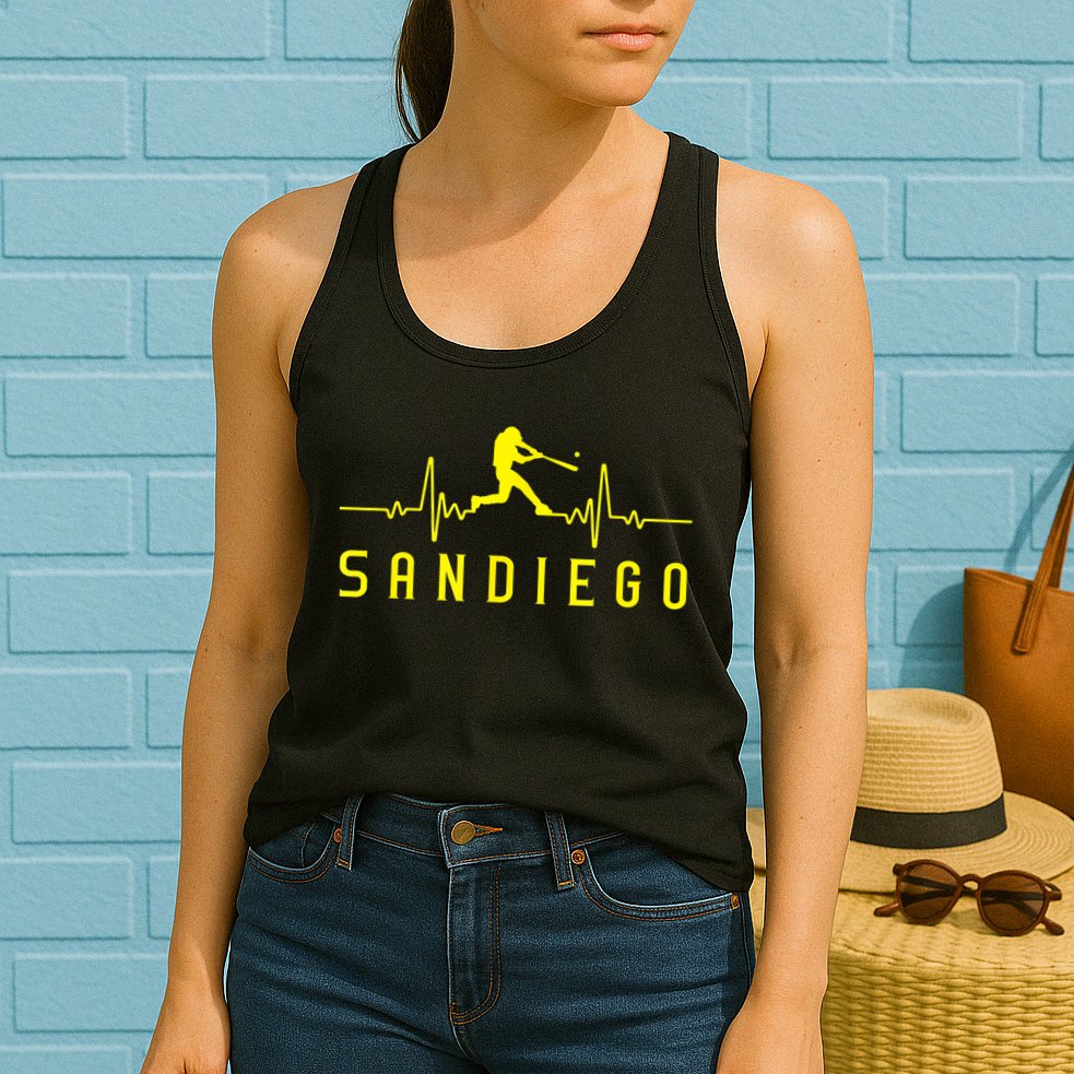San Diego Baseball Heartbeat SD Game Day Padre Womens Tank Top