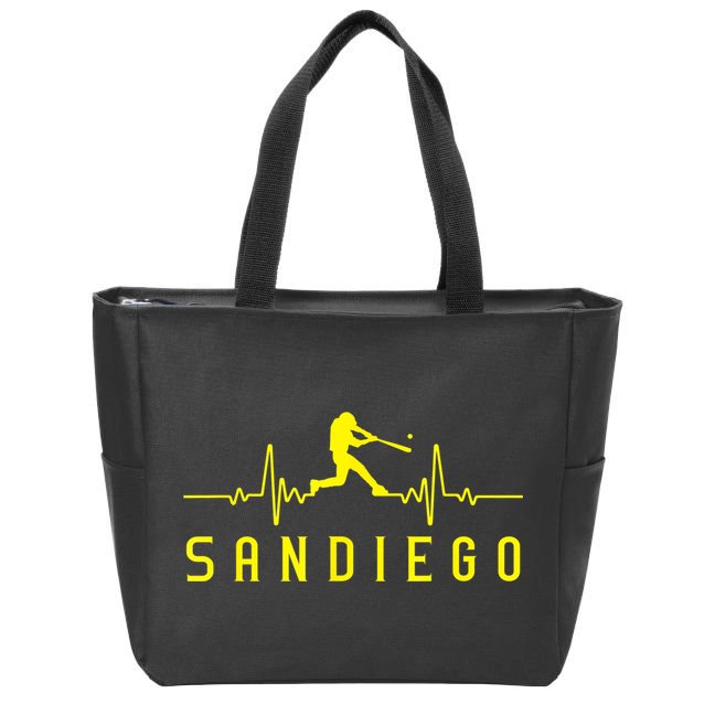 San Diego Baseball Heartbeat SD Game Day Padre Zip Tote Bag