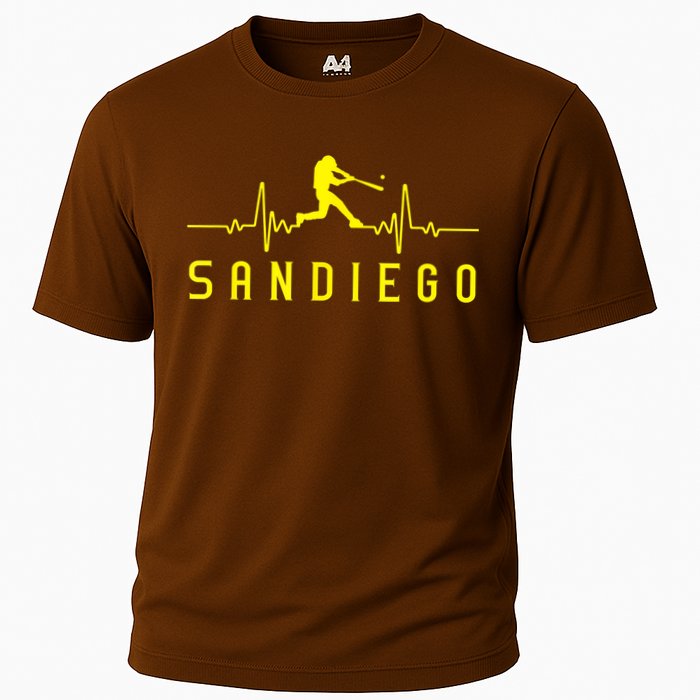 San Diego Baseball Heartbeat SD Game Day Padre Cooling Performance Crew T-Shirt