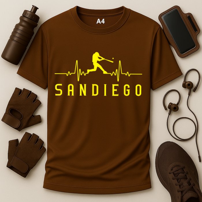 San Diego Baseball Heartbeat SD Game Day Padre Cooling Performance Crew T-Shirt