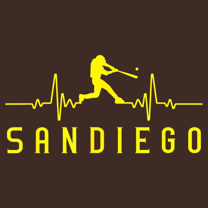 San Diego Baseball Heartbeat SD Game Day Padre Cooling Performance Crew T-Shirt