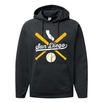 San Diego Baseball Vintage California State Pride Love City Performance Fleece Hoodie