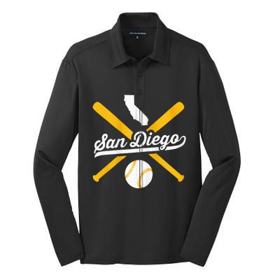 San Diego Baseball Vintage California State Pride Love City Silk Touch Performance Long Sleeve Polo