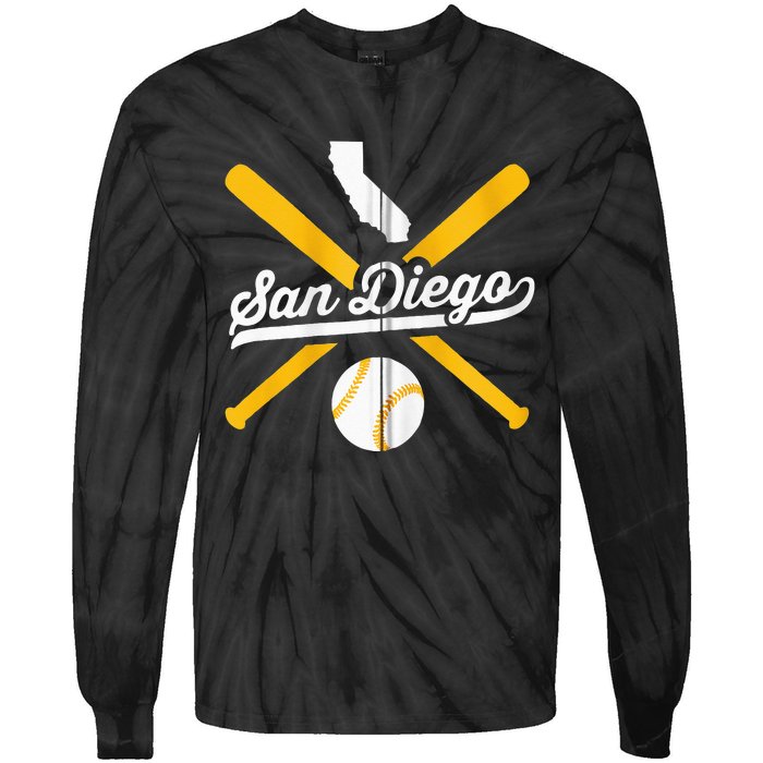 San Diego Baseball Vintage California State Pride Love City Tie-Dye Long Sleeve Shirt