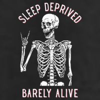 Sleep Deprived Barely Alive Funny Skeleton Halloween Garment-Dyed Fleece Hoodie