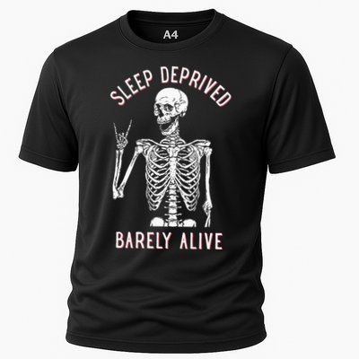 Sleep Deprived Barely Alive Funny Skeleton Halloween Performance Shirt