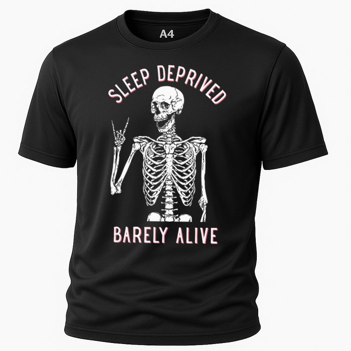 Sleep Deprived Barely Alive Funny Skeleton Halloween Performance Shirt