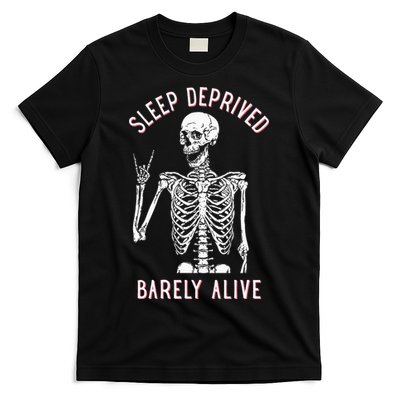 Sleep Deprived Barely Alive Funny Skeleton Halloween T-Shirt