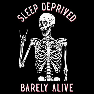 Sleep Deprived Barely Alive Funny Skeleton Halloween T-Shirt