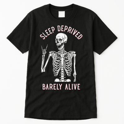 Sleep Deprived Barely Alive Funny Skeleton Halloween Tall T-Shirt