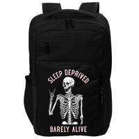 Sleep Deprived Barely Alive Funny Skeleton Halloween Impact Tech Backpack