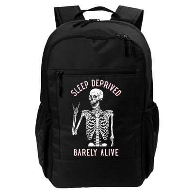 Sleep Deprived Barely Alive Funny Skeleton Halloween Backpack
