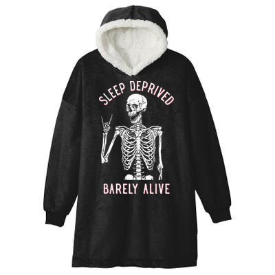 Sleep Deprived Barely Alive Funny Skeleton Halloween Hooded Wearable Blanket