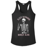 Sleep Deprived Barely Alive Funny Skeleton Halloween Ladies PosiCharge Competitor Racerback Tank