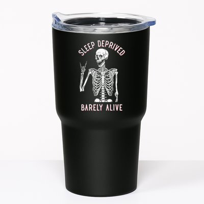 Sleep Deprived Barely Alive Funny Skeleton Halloween Tumbler