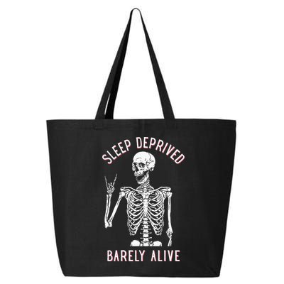 Sleep Deprived Barely Alive Funny Skeleton Halloween 25L Jumbo Tote