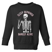 Sleep Deprived Barely Alive Funny Skeleton Halloween Toddler Sweatshirt