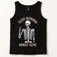Sleep Deprived Barely Alive Funny Skeleton Halloween Tank Top