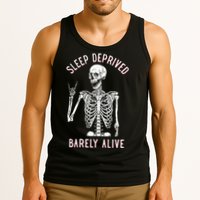 Sleep Deprived Barely Alive Funny Skeleton Halloween Tank Top