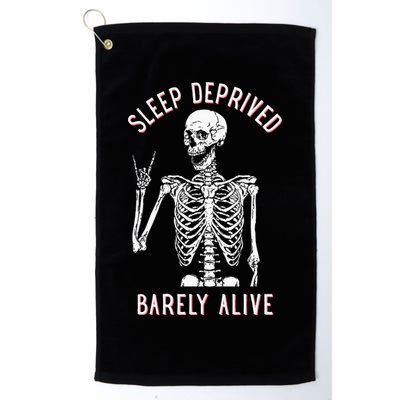 Sleep Deprived Barely Alive Funny Skeleton Halloween Golf Towel