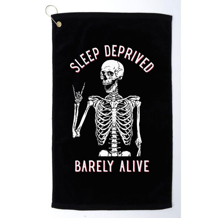 Sleep Deprived Barely Alive Funny Skeleton Halloween Golf Towel