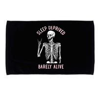 Sleep Deprived Barely Alive Funny Skeleton Halloween Microfiber Hand Towel