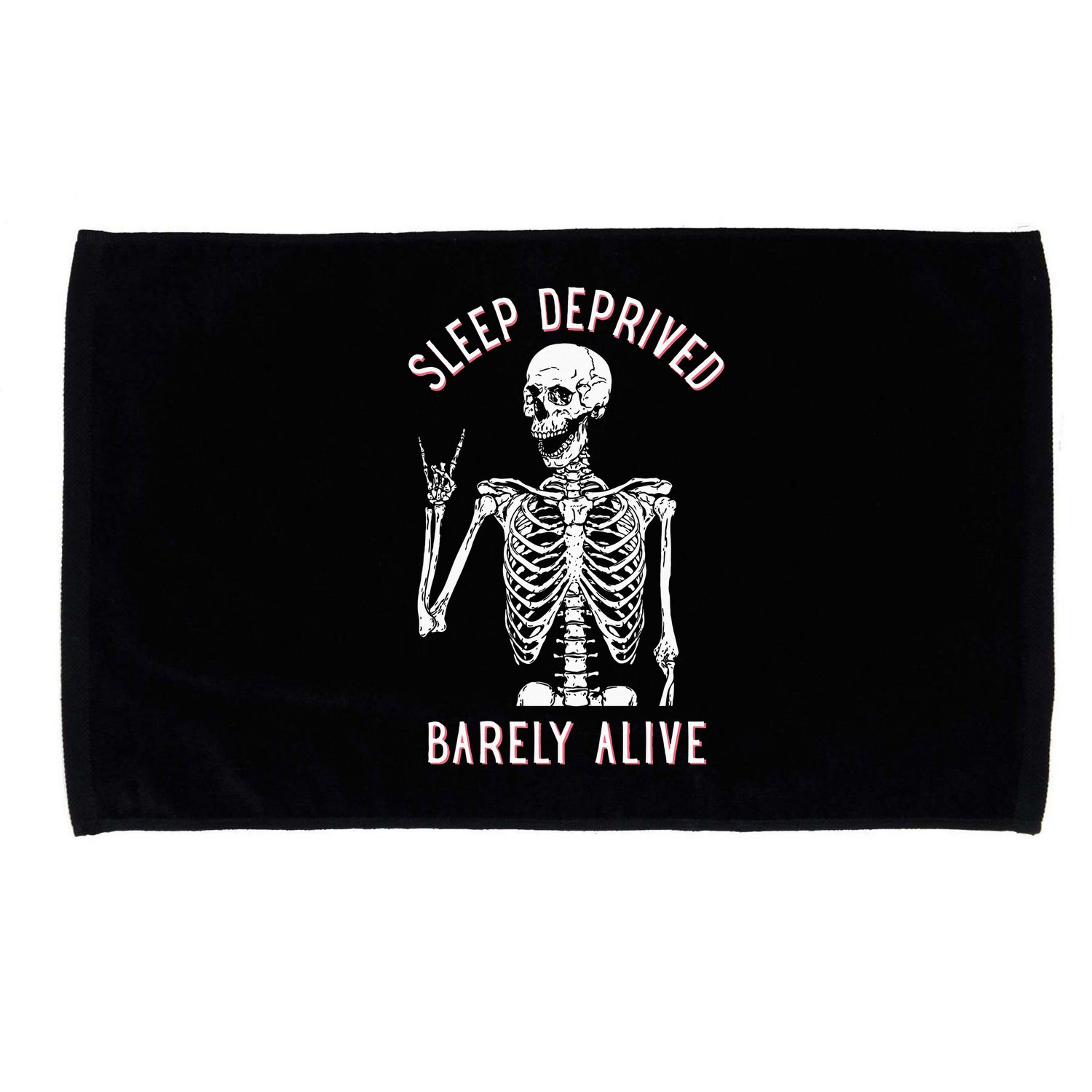 Sleep Deprived Barely Alive Funny Skeleton Halloween Microfiber Hand Towel