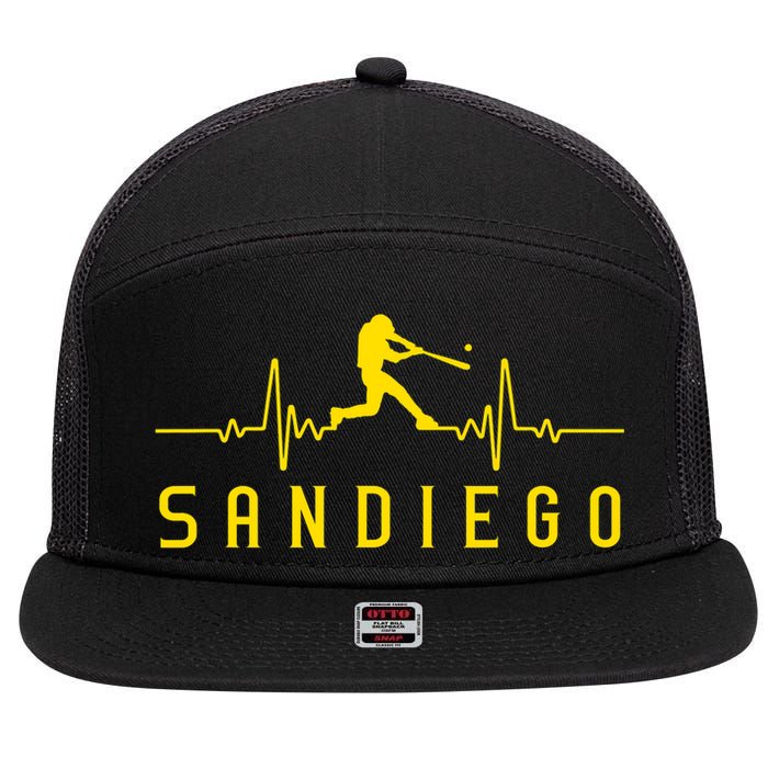 San Diego Baseball Heartbeat SD 7 Panel Mesh Trucker Snapback Hat