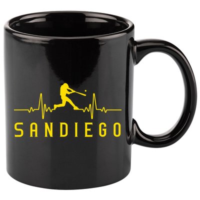 San Diego Baseball Heartbeat SD 11oz C Handle Ceramic Mug