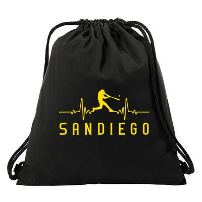 San Diego Baseball Heartbeat SD Drawstring Bag