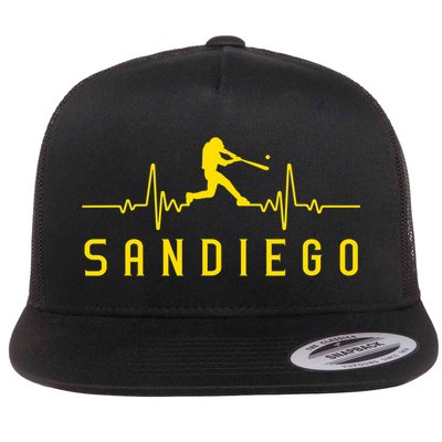 San Diego Baseball Heartbeat SD Flat Bill Trucker Hat