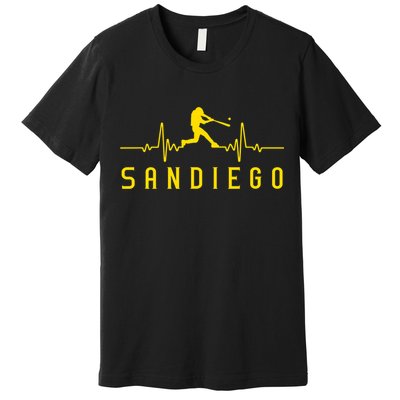 San Diego Baseball Heartbeat SD Premium T-Shirt