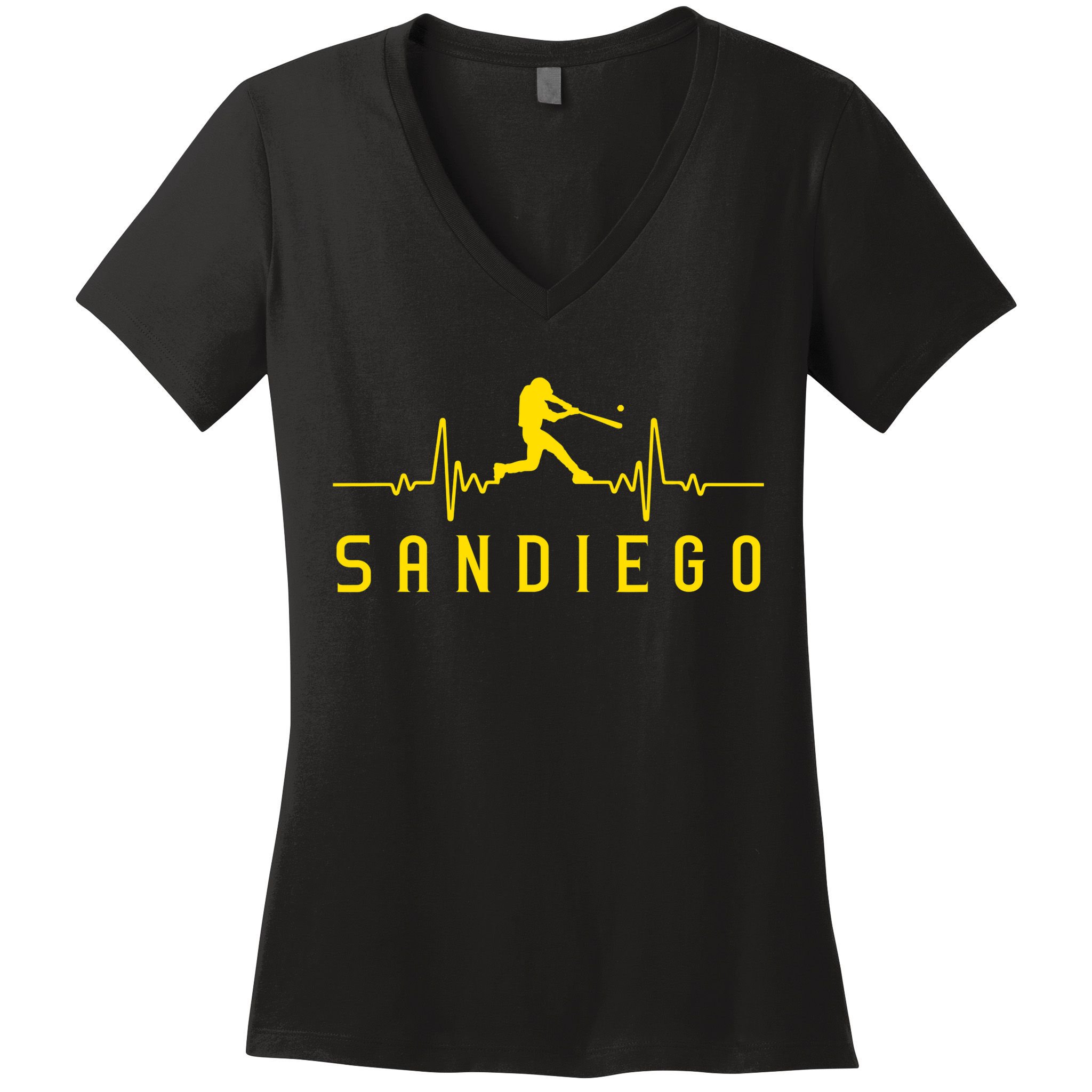 San Diego Baseball Heartbeat SD Women's V-Neck T-Shirt