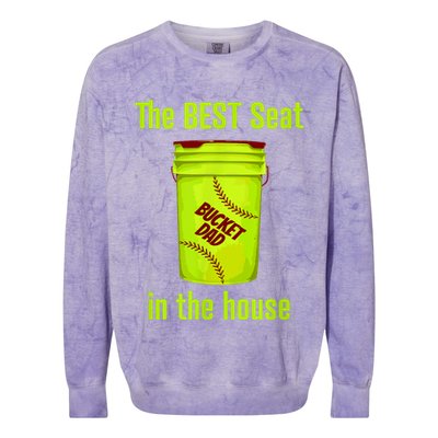 Softball Dad Best Seat In The House Pitcher Catcher Colorblast Crewneck Sweatshirt