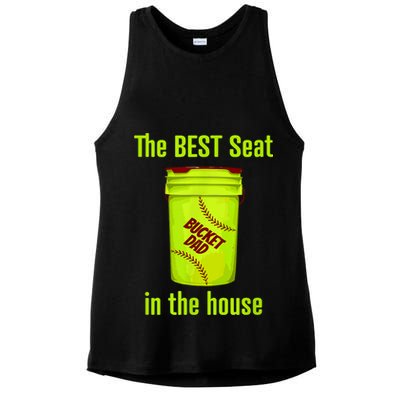 Softball Dad Best Seat In The House Pitcher Catcher Ladies PosiCharge Tri-Blend Wicking Tank