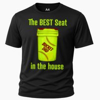Softball Dad Best Seat In The House Pitcher Catcher Cooling Performance Crew T-Shirt
