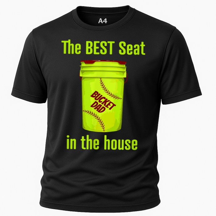 Softball Dad Best Seat In The House Pitcher Catcher Cooling Performance Crew T-Shirt