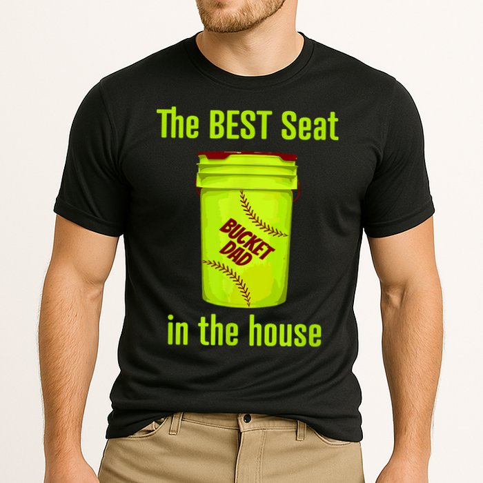 Softball Dad Best Seat In The House Pitcher Catcher Cooling Performance Crew T-Shirt