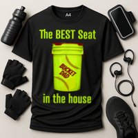Softball Dad Best Seat In The House Pitcher Catcher Cooling Performance Crew T-Shirt