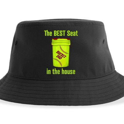 Softball Dad Best Seat In The House Pitcher Catcher Sustainable Bucket Hat