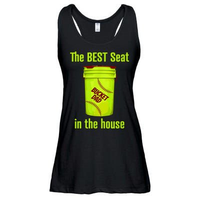 Softball Dad Best Seat In The House Pitcher Catcher Ladies Essential Flowy Tank