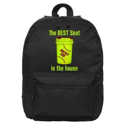 Softball Dad Best Seat In The House Pitcher Catcher 16 in Basic Backpack